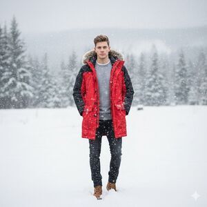 Lands’ End Down & Primaloft Winter Parka Mens Small 34–36 Faux Fur Hood